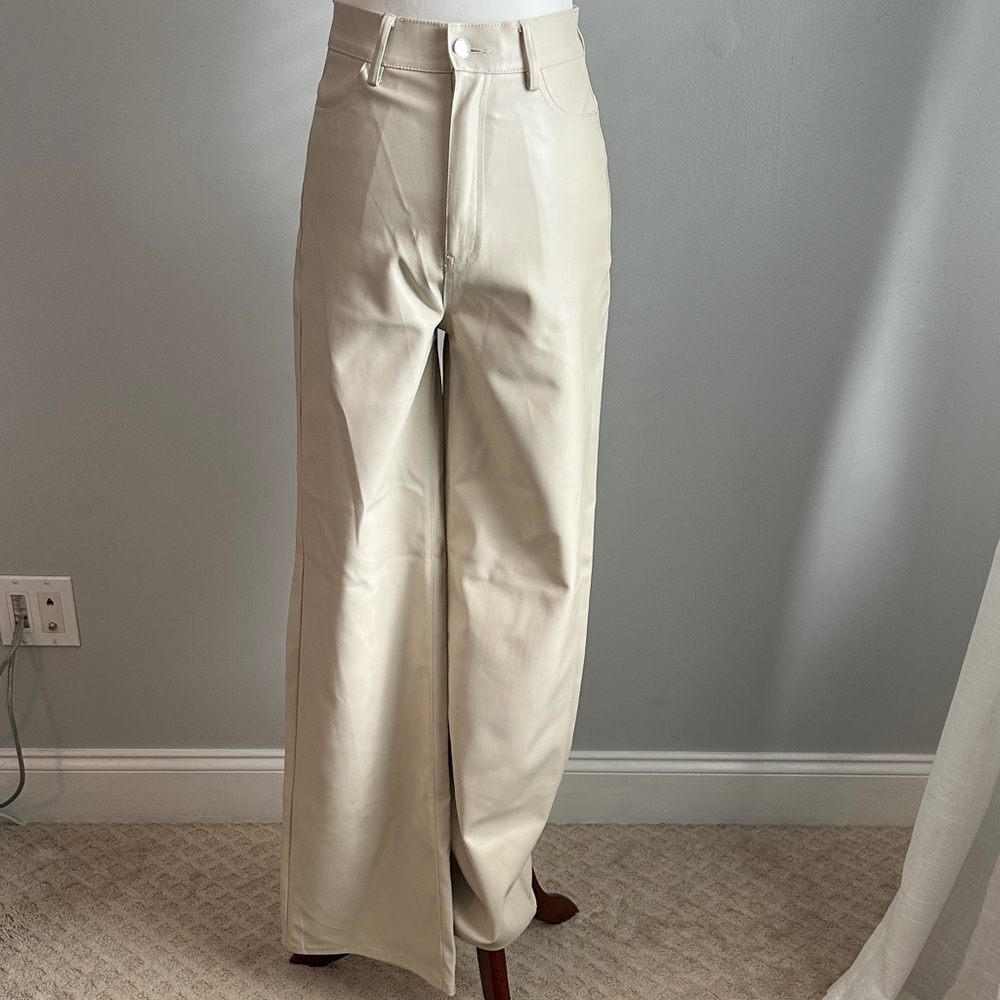 Women's Cream Wide-Leg Pants